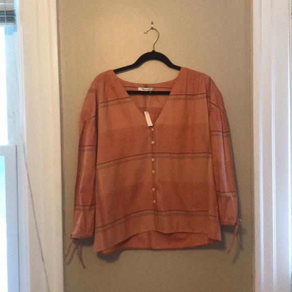 NWT Madewell Blush Plaid Blouse - Picture 4 of 4